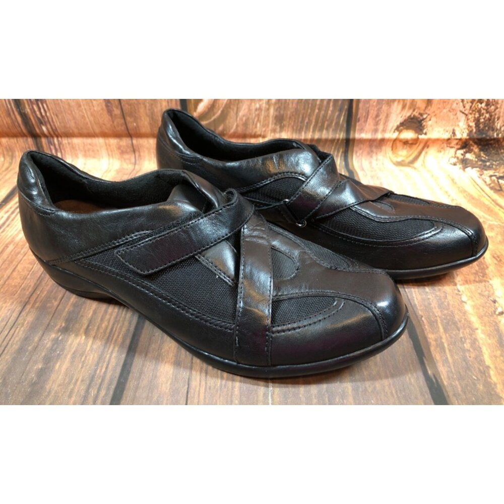 CLARKS Everyday Casual Strap Black Leather Shoes 84972 Womens 9 M (10a3)
